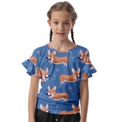 Corgi Patterns Kids  Cut Out Flutter Sleeves by Amaryn4rt