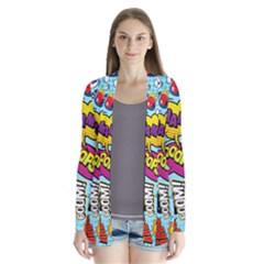 Comic Elements Colorful Seamless Pattern Drape Collar Cardigan by Amaryn4rt