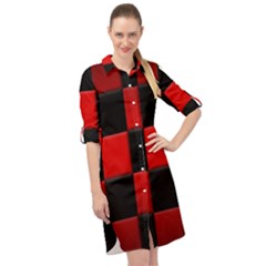 Black And Red Backgrounds- Long Sleeve Mini Shirt Dress by Amaryn4rt