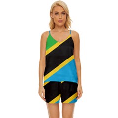 Flag Of Tanzania V-neck Satin Pajamas Set by Amaryn4rt