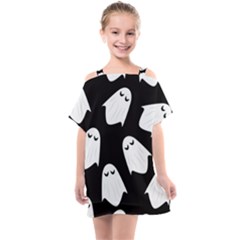 Ghost Halloween Pattern Kids  One Piece Chiffon Dress by Amaryn4rt