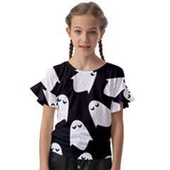 Ghost Halloween Pattern Kids  Cut Out Flutter Sleeves by Amaryn4rt