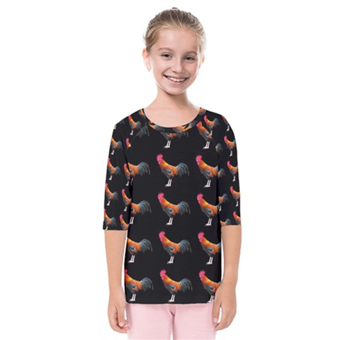 Background-pattern-chicken-fowl Kids  Quarter Sleeve Raglan T-shirt by Amaryn4rt