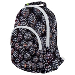 Blackberries-background-black-dark Rounded Multi Pocket Backpack by Amaryn4rt