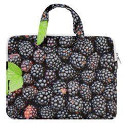 Blackberries-background-black-dark Macbook Pro 16  Double Pocket Laptop Bag  by Amaryn4rt