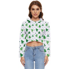 Christmas Trees Pattern Design Pattern Women s Lightweight Cropped Hoodie by Amaryn4rt