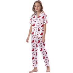 Christmas Template Advent Cap Kids  Satin Short Sleeve Pajamas Set by Amaryn4rt