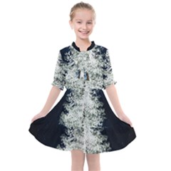 Tree Pine White Starlight Night Winter Christmas Kids  All Frills Chiffon Dress by Amaryn4rt