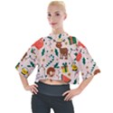 Colorful-funny-christmas-pattern Merry Xmas Mock Neck T-Shirt View1