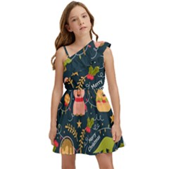 Colorful-funny-christmas-pattern Merry Christmas Xmas Kids  One Shoulder Party Dress by Amaryn4rt