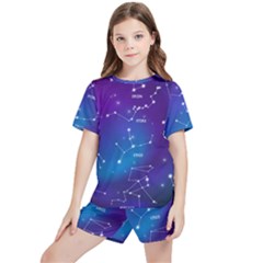 Realistic-night-sky-poster-with-constellations Kids  T-shirt And Sports Shorts Set by Amaryn4rt