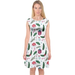 Christmas-background Capsleeve Midi Dress by Amaryn4rt