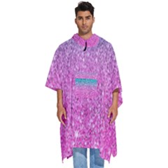 Pink And Turquoise Glitter Men s Hooded Rain Ponchos by Sarkoni