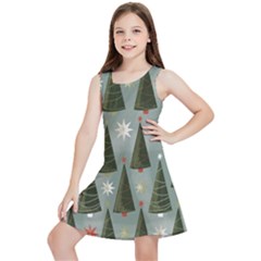 Christmas Trees Pattern Wallpaper Kids  Lightweight Sleeveless Dress by Pakjumat