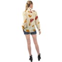 Leaves Autumn Fall Background High Neck Long Sleeve Chiffon Top View2