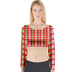Festive Pattern Christmas Holiday Long Sleeve Crop Top by Pakjumat