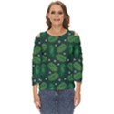 Leaves Snowflake Pattern Holiday Cut Out Wide Sleeve Top View1