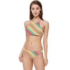 Pattern Design Abstract Pastels Banded Triangle Bikini Set by Pakjumat