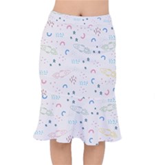 Spaceship Pattern Star Short Mermaid Skirt by Pakjumat