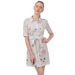 Spaceship Pattern Star Belted Shirt Dress by Pakjumat