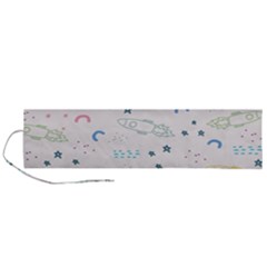 Spaceship Pattern Star Roll Up Canvas Pencil Holder (l) by Pakjumat