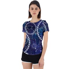 Continents Stars Networks Internet Back Cut Out Sport T-shirt by Pakjumat