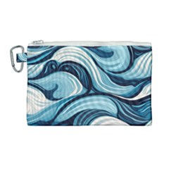 Pattern Ocean Waves Arctic Ocean Blue Nature Sea Canvas Cosmetic Bag (large) by Pakjumat