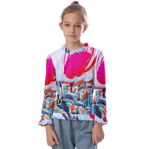 Artistic Psychedelic Art Kids  Frill Detail T-shirt by Modalart