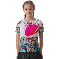 Artistic Psychedelic Art Kids  Frill Chiffon Blouse by Modalart