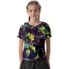 Artistic Psychedelic Abstract Kids  Frill Chiffon Blouse by Modalart