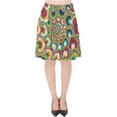 Colorful Psychedelic Fractal Trippy Velvet High Waist Skirt by Modalart