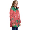 Texture Sweet Strawberry Dessert Food Summer Pattern Kids  Hooded Longline Puffer Jacket View2