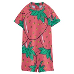 Texture Sweet Strawberry Dessert Food Summer Pattern Kids  Boyleg Half Suit Swimwear by Sarkoni