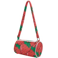 Texture Sweet Strawberry Dessert Food Summer Pattern Mini Cylinder Bag by Sarkoni