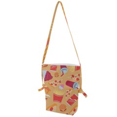 Fast Junk Food  Pizza Burger Cool Soda Pattern Folding Shoulder Bag by Sarkoni