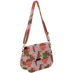 Doodle Yakisoba Seamless Pattern Saddle Handbag by Sarkoni