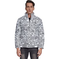 Food Doodle Pattern Men s Puffer Bubble Jacket Coat by Sarkoni