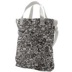 Food Doodle Pattern Canvas Messenger Bag by Sarkoni