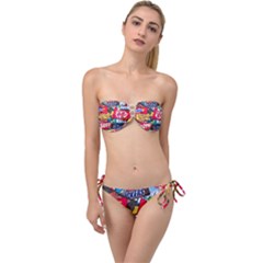 Pop Art Food Cute Patterns Twist Bandeau Bikini Set by Sarkoni