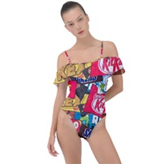 Pop Art Food Cute Patterns Frill Detail One Piece Swimsuit by Sarkoni