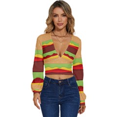 Cake Cute Burger Long Sleeve Deep-v Velour Top by Dutashop