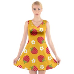 Strawberry V-neck Sleeveless Dress by Dutashop