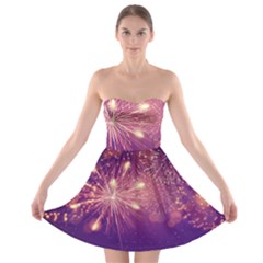 Fireworks On A Purple With Fireworks New Year Christmas Pattern Strapless Bra Top Dress by Sarkoni