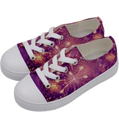 Fireworks On A Purple With Fireworks New Year Christmas Pattern Kids  Low Top Canvas Sneakers by Sarkoni