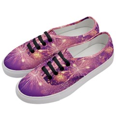 Fireworks On A Purple With Fireworks New Year Christmas Pattern Women s Classic Low Top Sneakers by Sarkoni