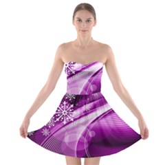 Purple Abstract Merry Christmas Xmas Pattern Strapless Bra Top Dress by Sarkoni