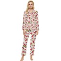 Christmas  Santa Claus Patterns Womens  Long Sleeve Velvet Pocket Pajamas Set View1
