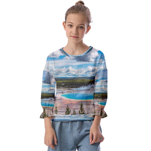 Mountains Trail Forest Yellowstone Kids  Cuff Sleeve Top by Sarkoni