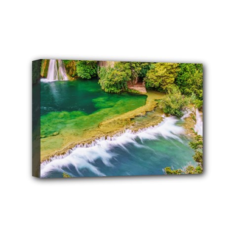 River Waterfall Mini Canvas 6  X 4  (stretched) by Sarkoni