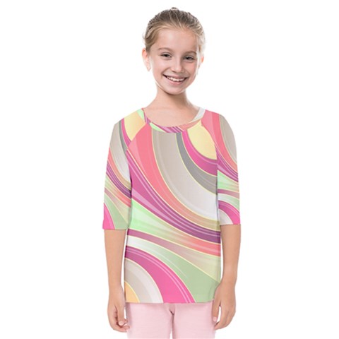 Abstract Colorful Background Wavy Kids  Quarter Sleeve Raglan T-shirt by Amaryn4rt